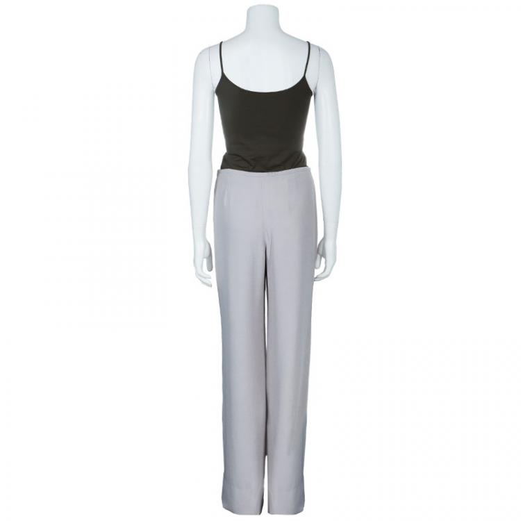 Pre Owned Armani Collezioni Grey Wide Leg Trousers M