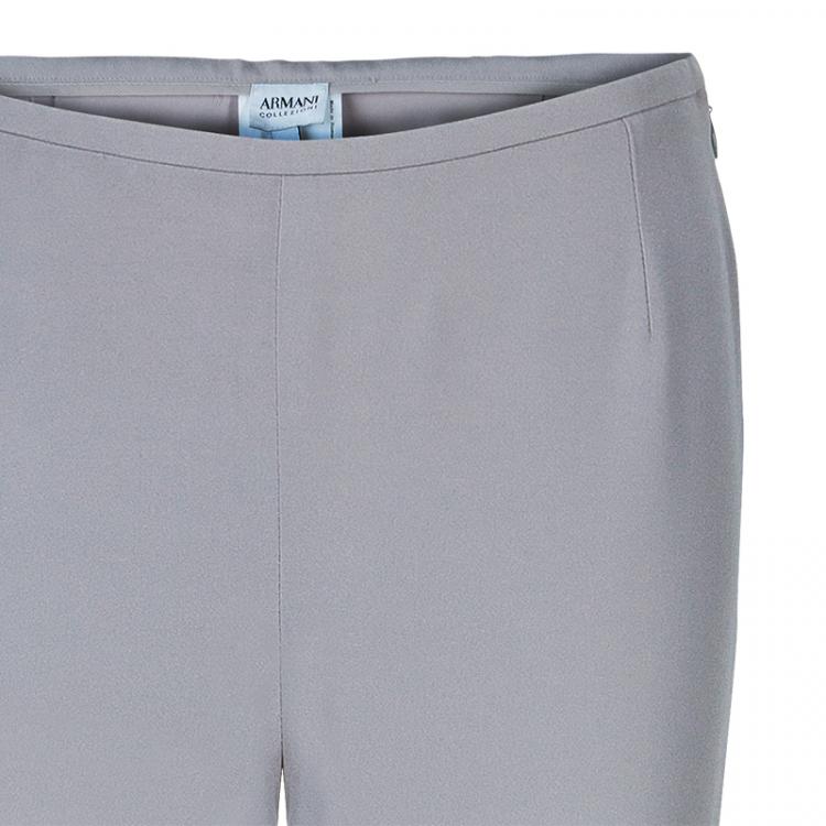 Pre Owned Armani Collezioni Grey Wide Leg Trousers M