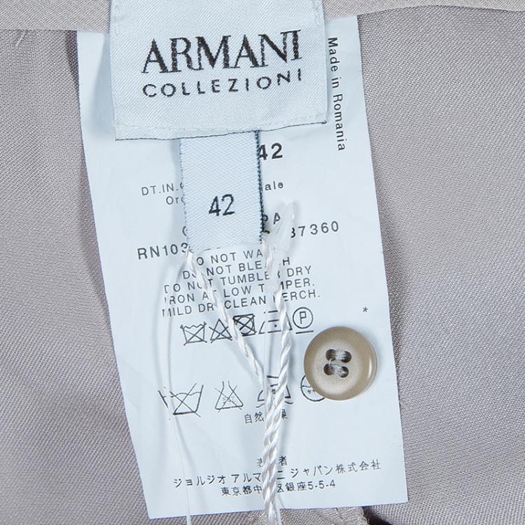 Pre Owned Armani Collezioni Grey Wide Leg Trousers M