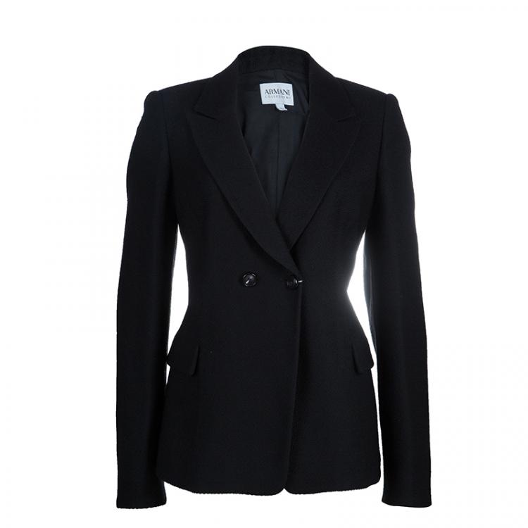 Pre Owned Armani Collezioni Black Notched Collar Blazer L