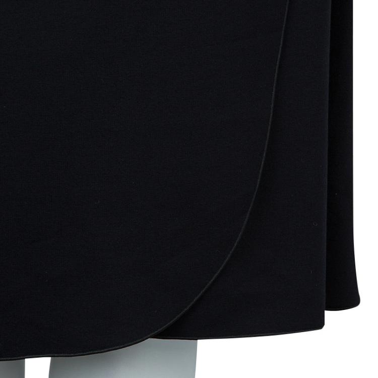 Pre Owned Armani Collezioni Black Knit Ruched Short Sleeve Overlap Dress M