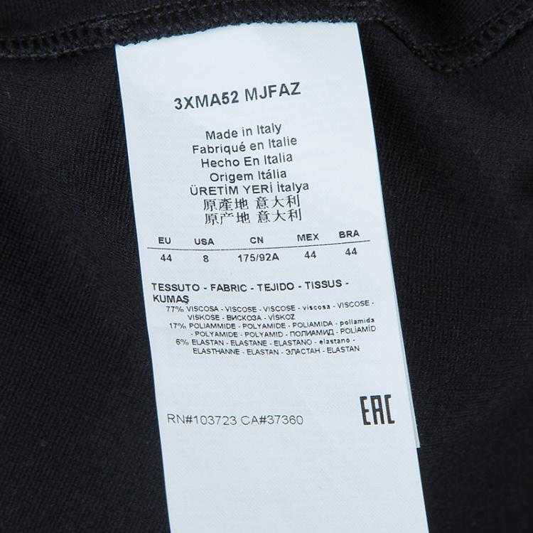 Pre Owned Armani Collezioni Black Knit Ruched Short Sleeve Overlap Dress M