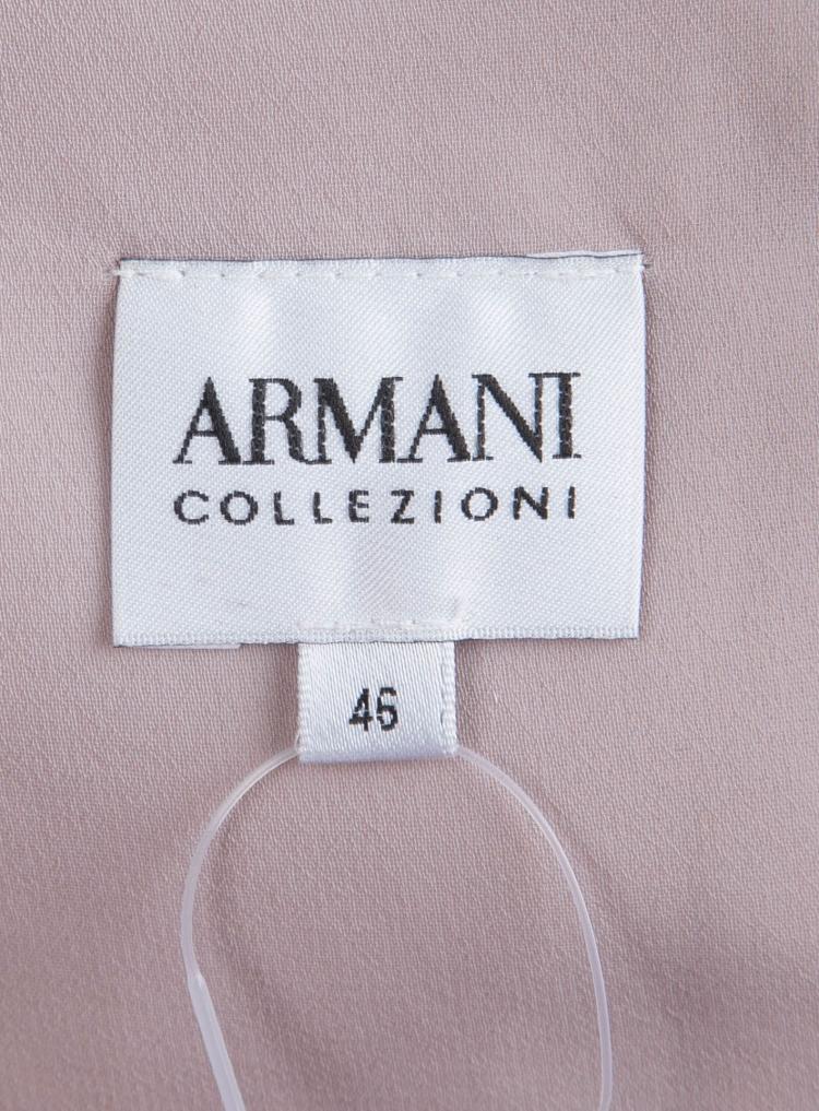 Pre Owned Armani Collezioni Lavender Mesh Overlay Ruched Crop Top L
