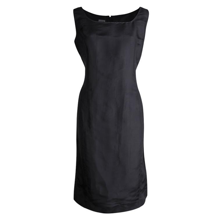Pre Owned Armani Collezioni Grey Silk Sleeveless Sheath Dress L