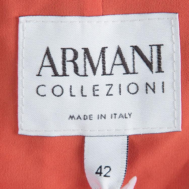 Pre Owned Armani Collezioni Orange Floral Jacquard Jacket M