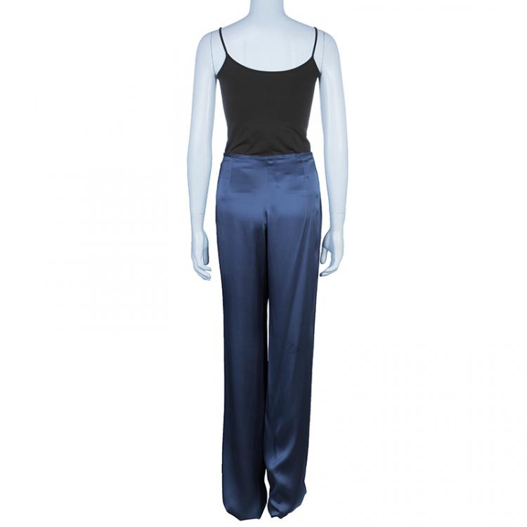 Pre Owned Armani Collezioni Charcoal Wide Leg Trousers M