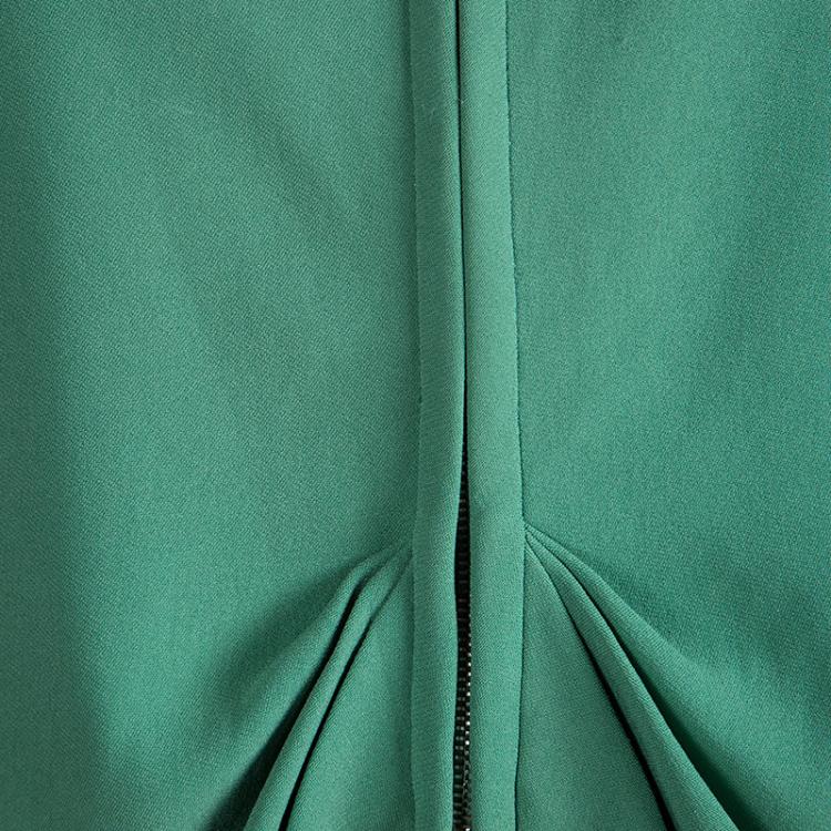 Pre Owned Armani Collezioni Pastel Green Ruched Detail Zip Front Jacket L