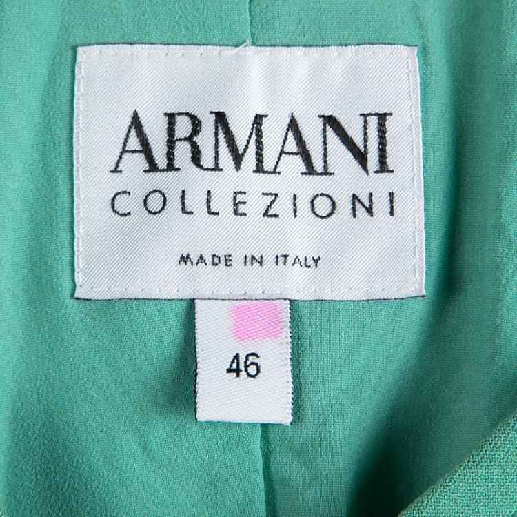 Pre Owned Armani Collezioni Pastel Green Ruched Detail Zip Front Jacket L