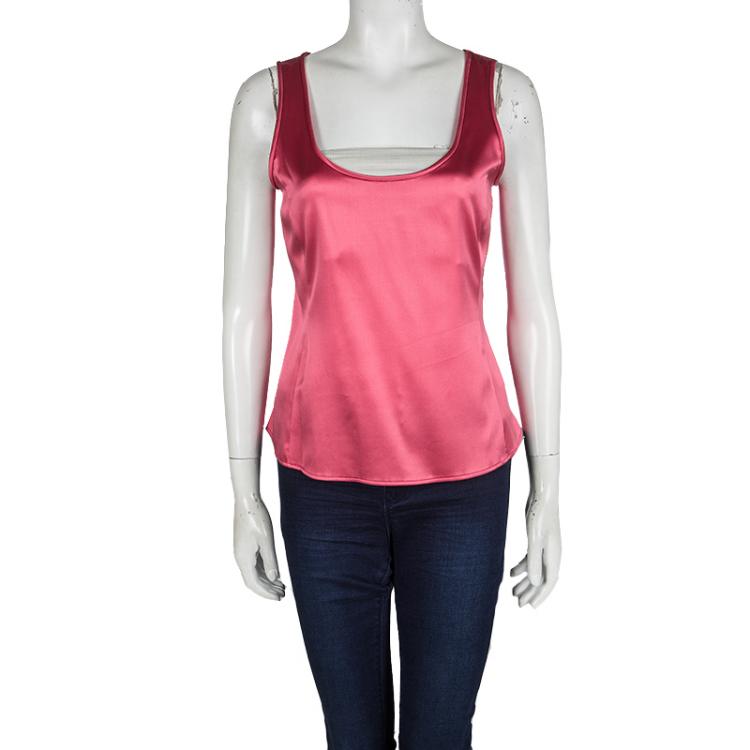 Pre Owned Armani Collezioni Pink Silk Sleeveless Top M