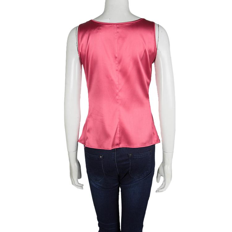Pre Owned Armani Collezioni Pink Silk Sleeveless Top M