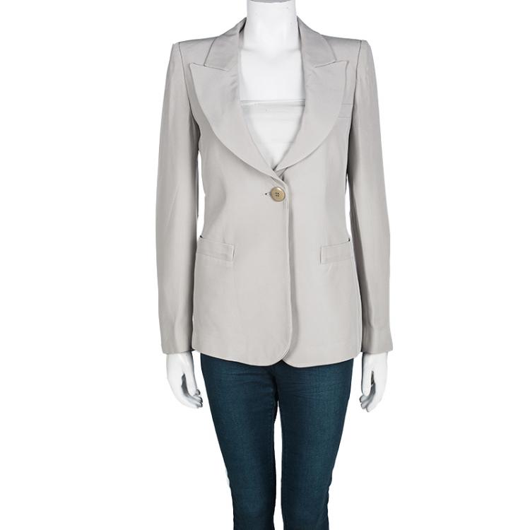 Pre Owned Armani Collezioni Grey Notched Collar Tailored Blazer M