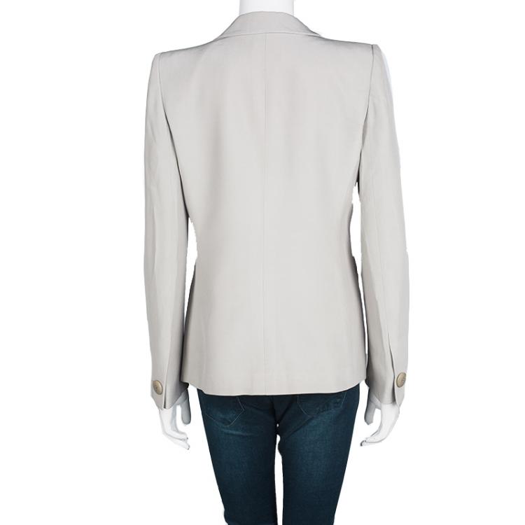Pre Owned Armani Collezioni Grey Notched Collar Tailored Blazer M