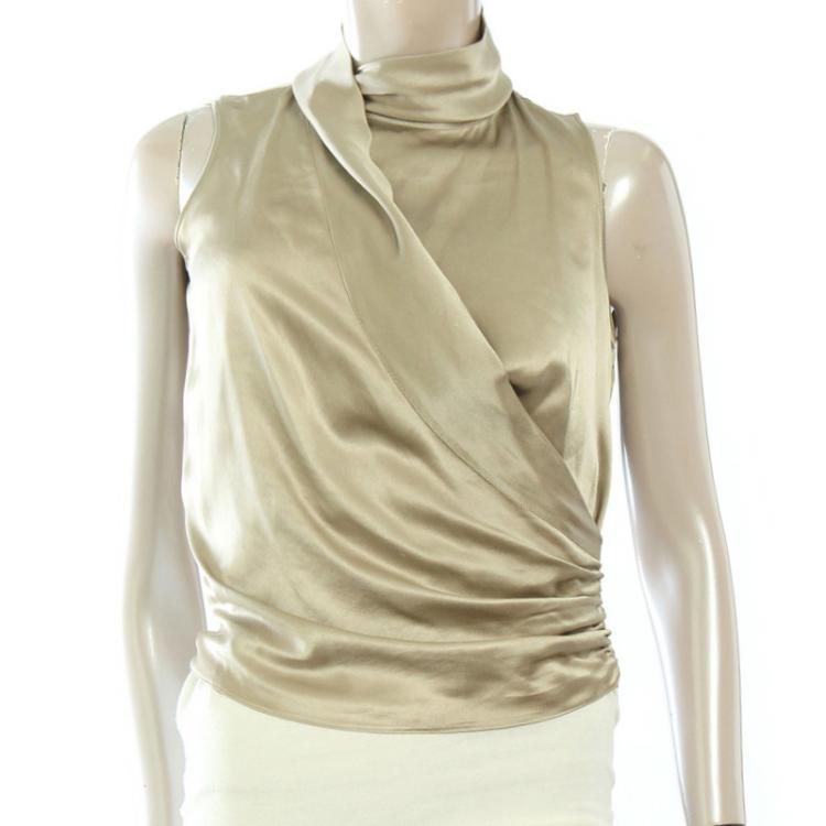 مملوكة مسبقًا Armani Collezioni Beige Silk Wrap Top S