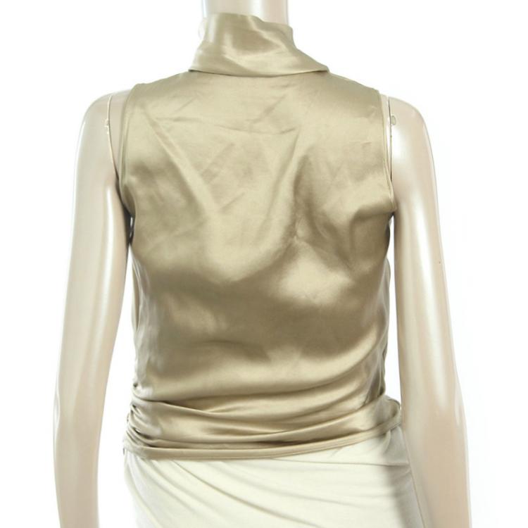 مملوكة مسبقًا Armani Collezioni Beige Silk Wrap Top S