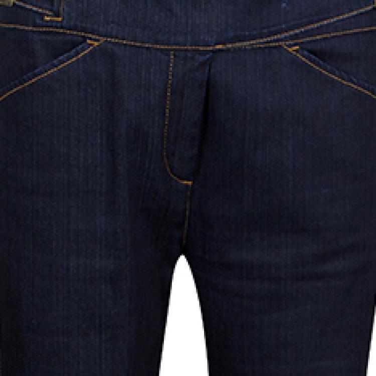 مملوكة مسبقًا Armani Collezioni Indigo Dark Wash Denim Buckle Detail Straigh Fit Jeans M