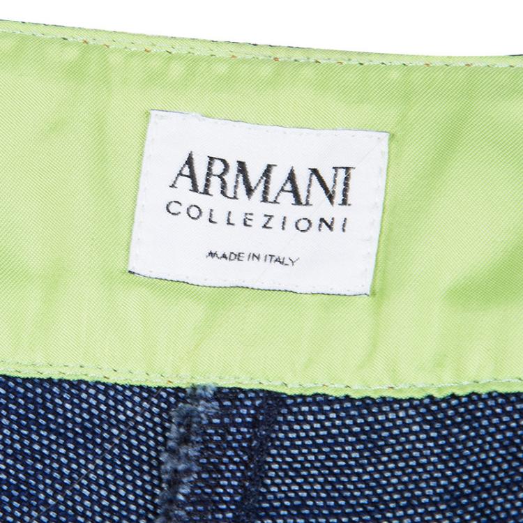 مملوكة مسبقًا Armani Collezioni Indigo Dark Wash Denim Buckle Detail Straigh Fit Jeans M