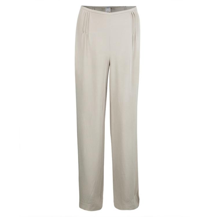 Pre Owned Armani Collezioni Beige Wide Leg Pants L