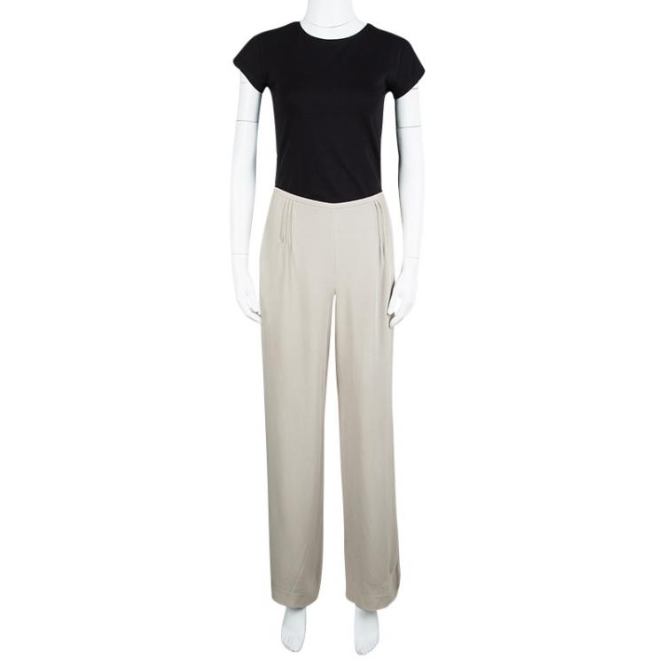 Pre Owned Armani Collezioni Beige Wide Leg Pants L