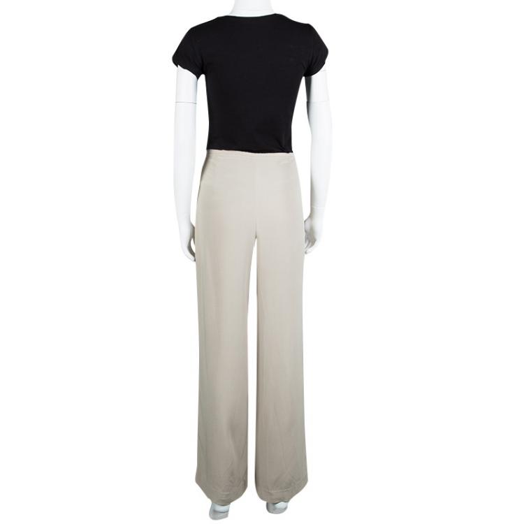 Pre Owned Armani Collezioni Beige Wide Leg Pants L