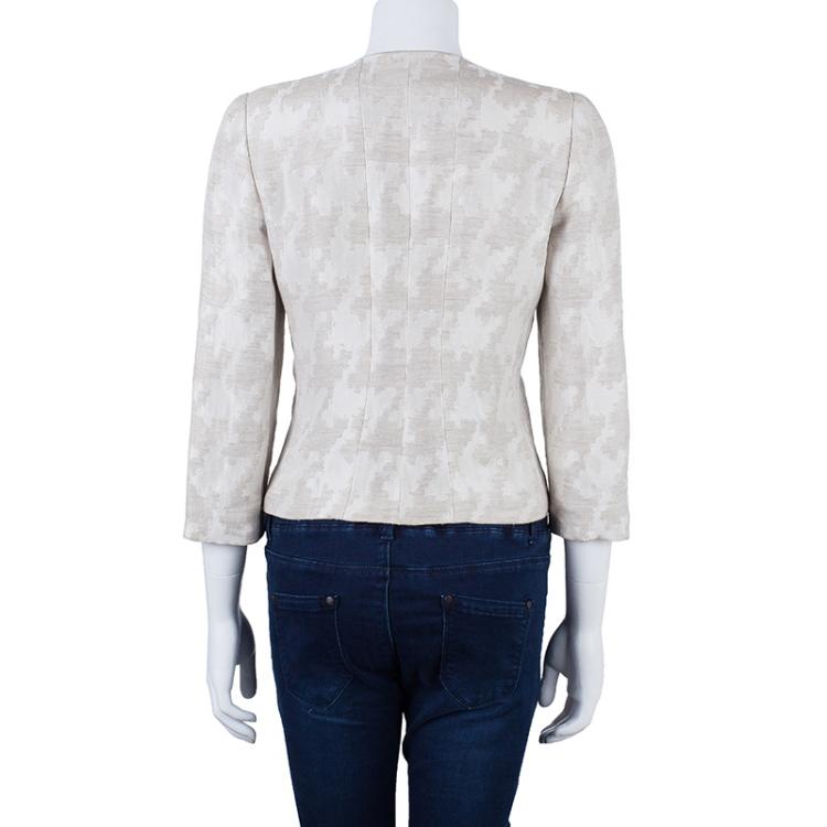 Pre Owned Armani Collezioni Beige White Jacket S