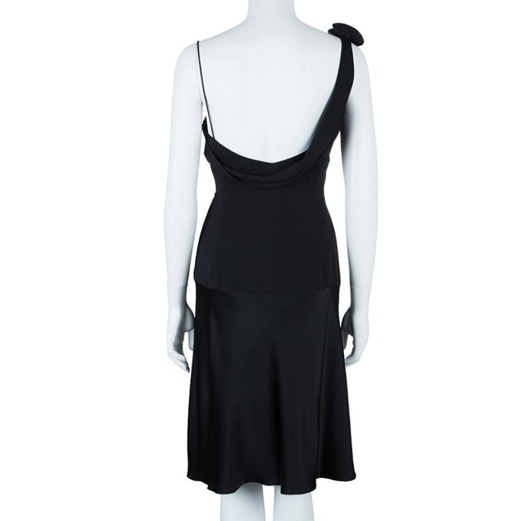 black satin sleeveless dress