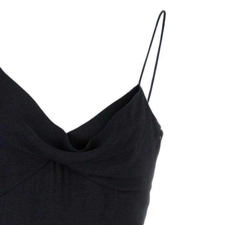Pre Owned Armani Collezioni Black Satin Sleeveless Dress M