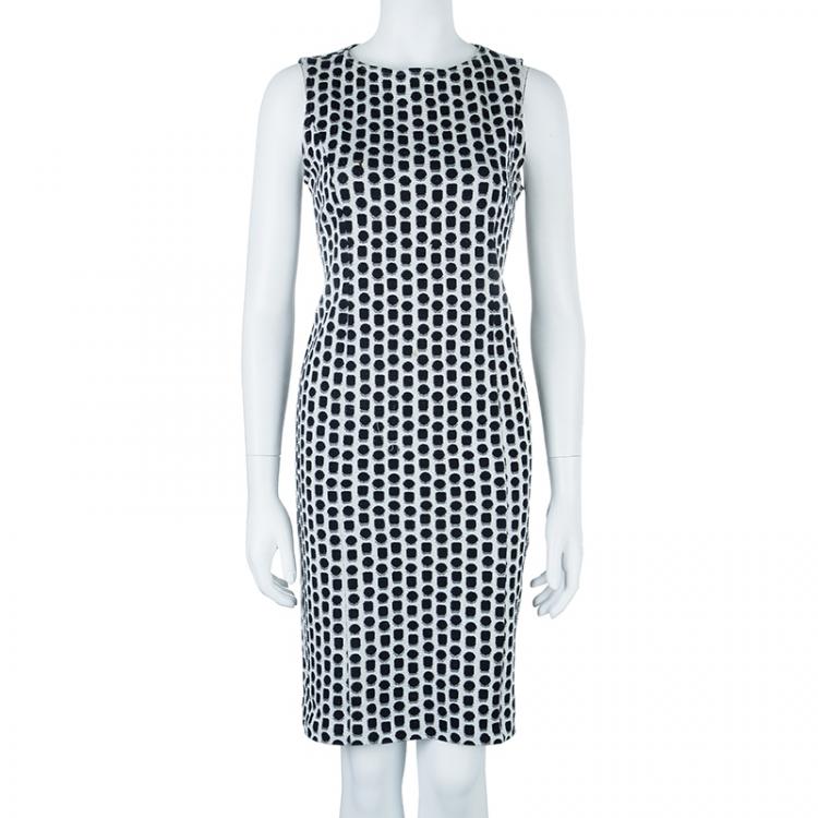 Pre Owned Armani Collezioni Monochrome Dotted Dress M