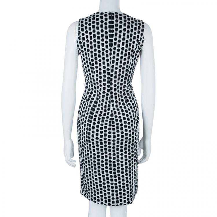Pre Owned Armani Collezioni Monochrome Dotted Dress M