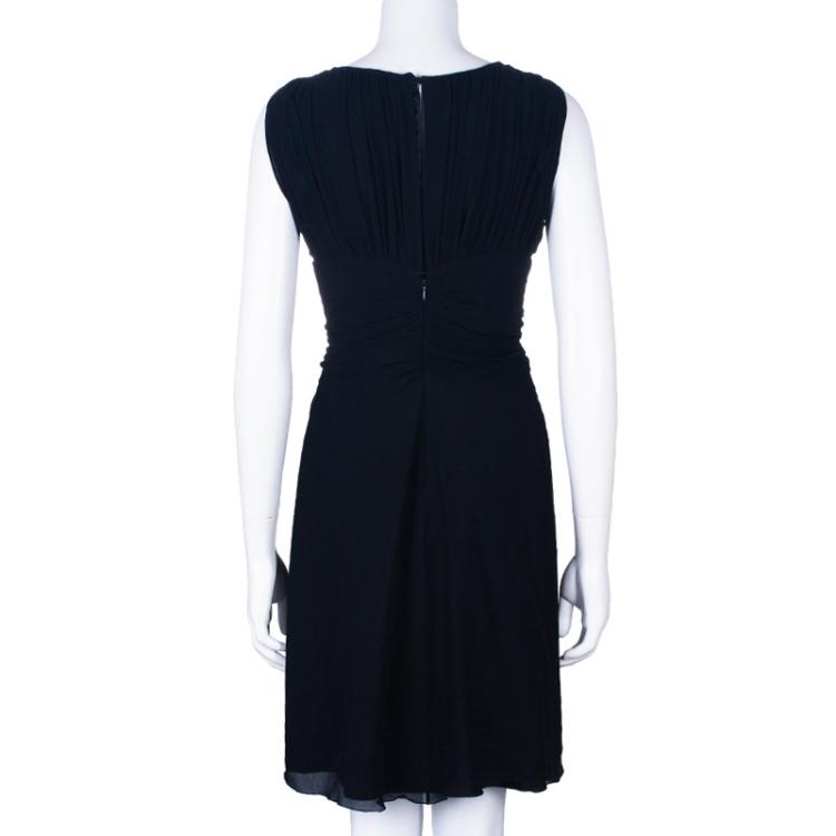 مملوكة مسبقًا Armani Collezioni Black Sleeveless Gathered Dress M