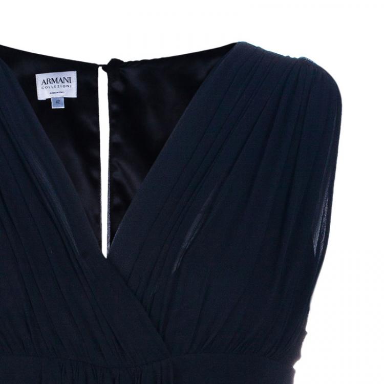 مملوكة مسبقًا Armani Collezioni Black Sleeveless Gathered Dress M