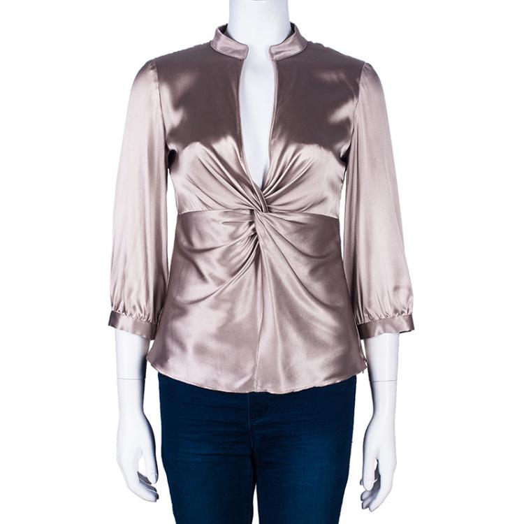 Pre Owned Armani Collezioni Beige Silk Top S