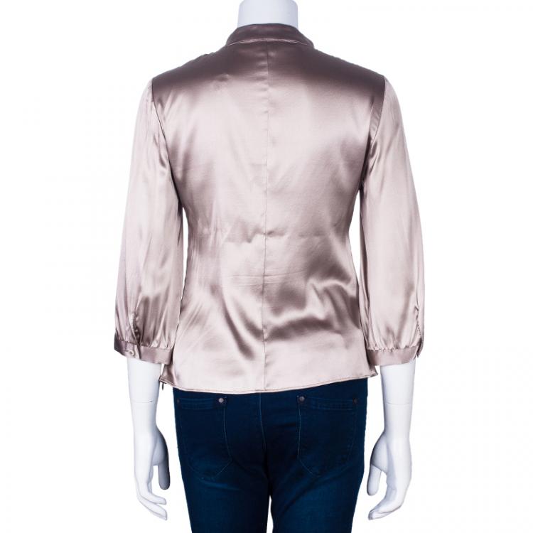 Pre Owned Armani Collezioni Beige Silk Top S