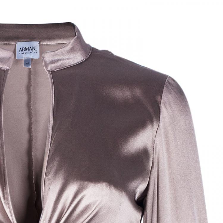 Pre Owned Armani Collezioni Beige Silk Top S