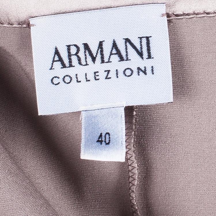 Pre Owned Armani Collezioni Beige Silk Top S