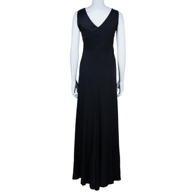 Pre Owned Armani Collezioni Black Sleeveless Silk Gown L