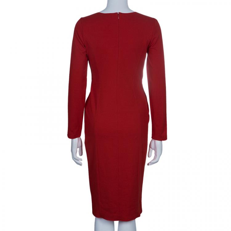 Pre Owned Armani Collezioni Red Draped Dress S
