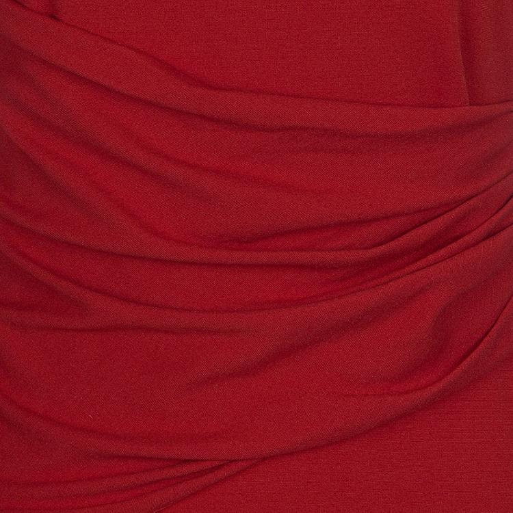 Pre Owned Armani Collezioni Red Draped Dress S