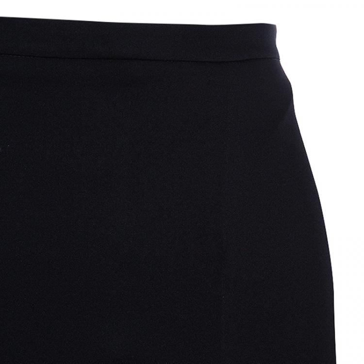Pre Owned Armani Collezioni Black Silk Ruffle Skirt M