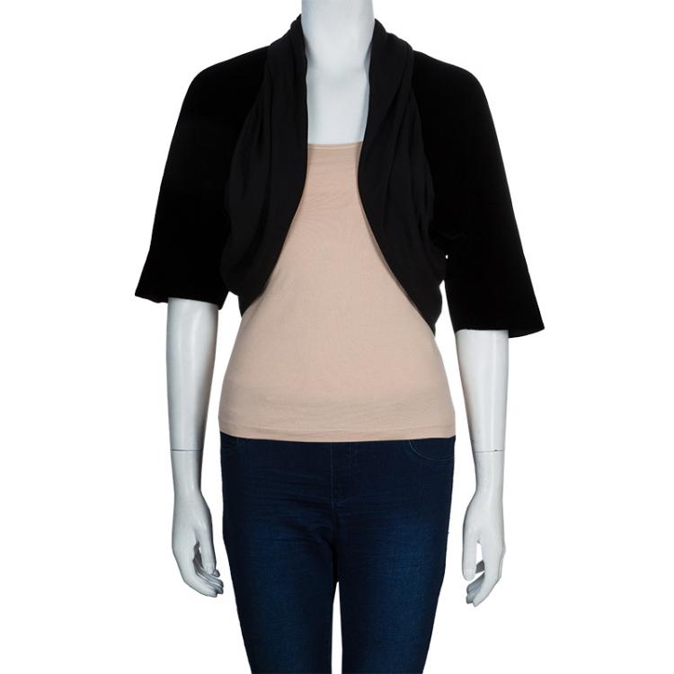 Pre Owned Armani Collezioni Black Satin and Velvet Jacket L