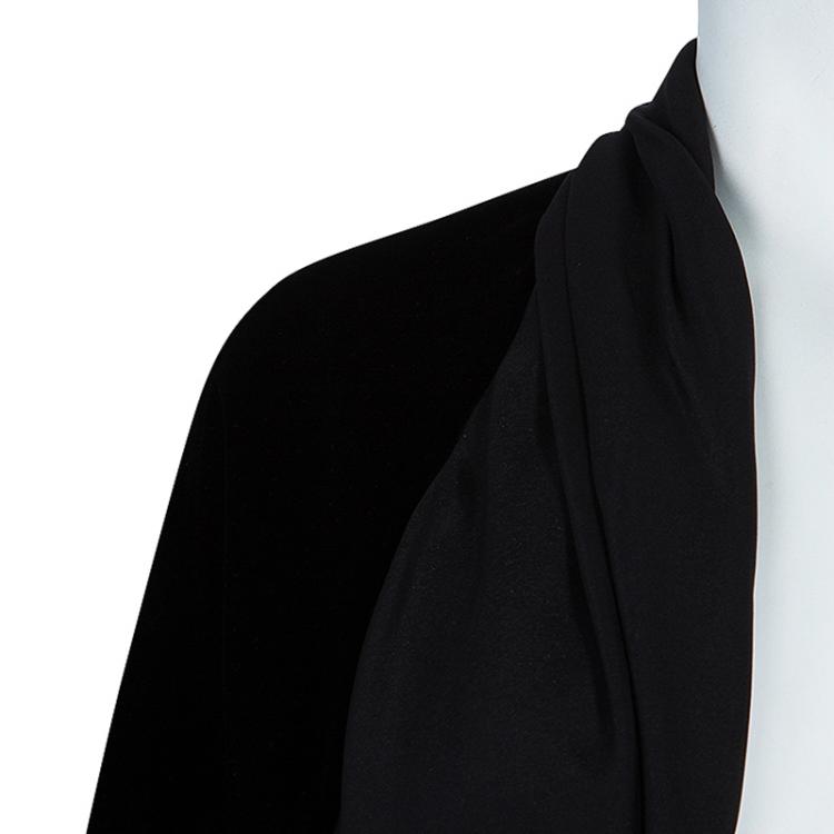 Pre Owned Armani Collezioni Black Satin and Velvet Jacket L
