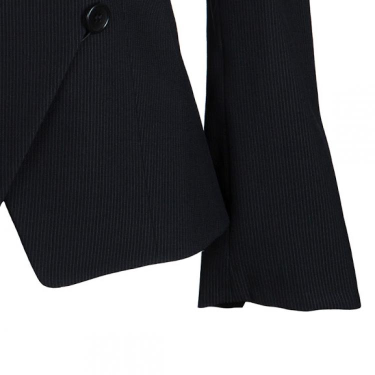 Pre Owned Armani Collezioni Black Striped Skirt Suit M