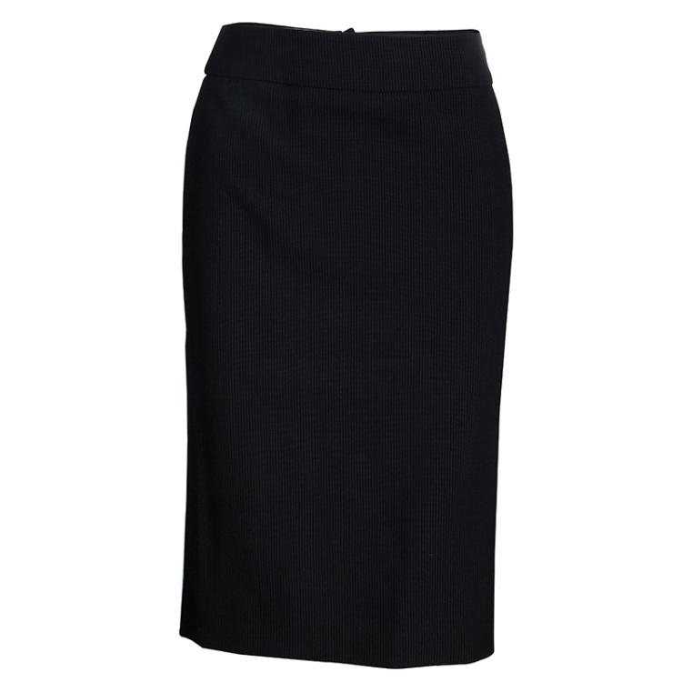 Pre Owned Armani Collezioni Black Striped Skirt Suit M