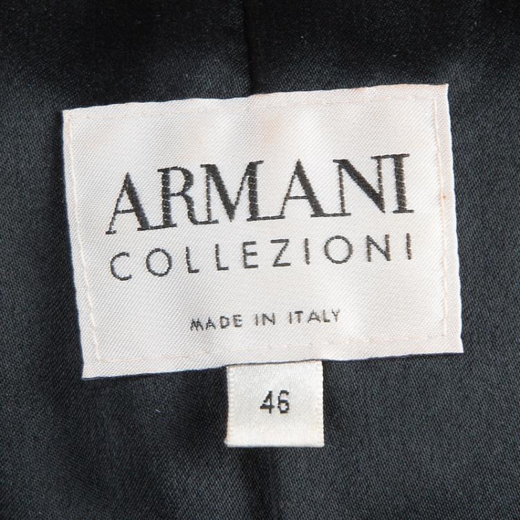 Pre Owned Armani Collezioni Black Leather Rose Jacket L