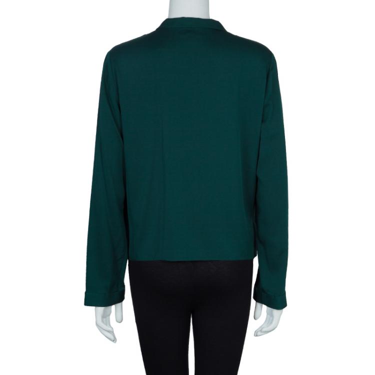 Pre Owned Armani Collezioni Green Blazer Style Long Sleeve Blouse L