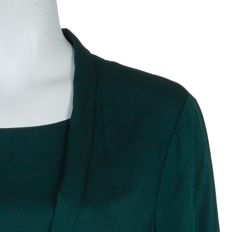 Pre Owned Armani Collezioni Green Blazer Style Long Sleeve Blouse L