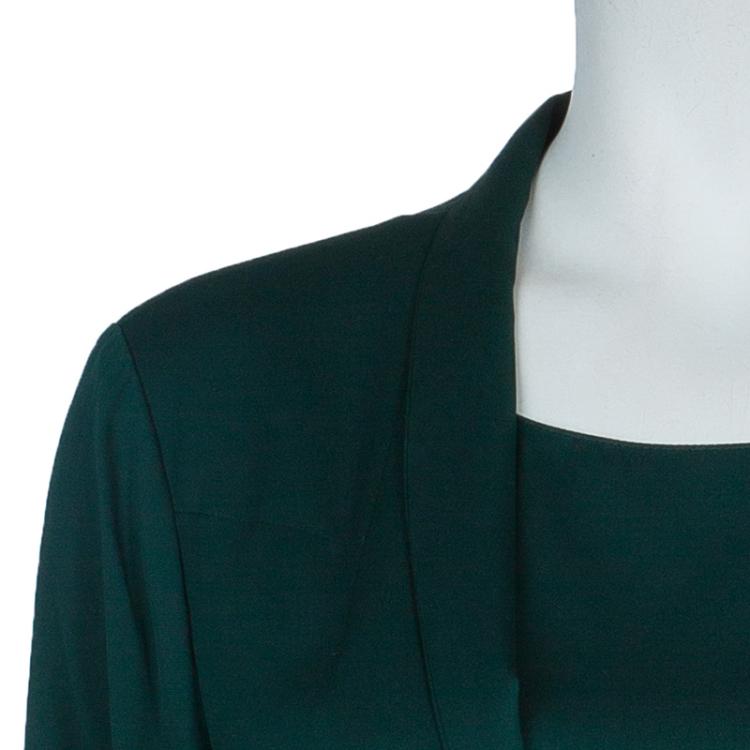 Pre Owned Armani Collezioni Green Blazer Style Long Sleeve Blouse L