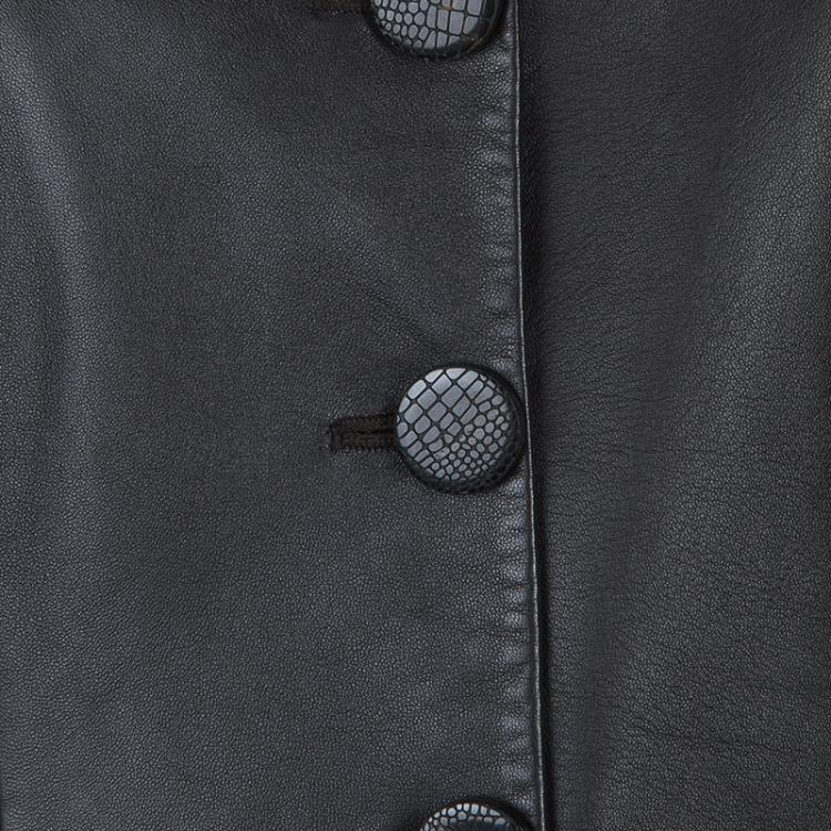 Pre Owned Armani Collezioni Brown Leather Jacket M