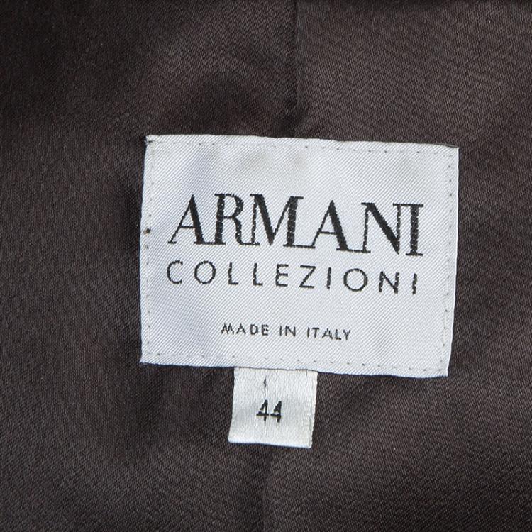 Pre Owned Armani Collezioni Brown Leather Jacket M