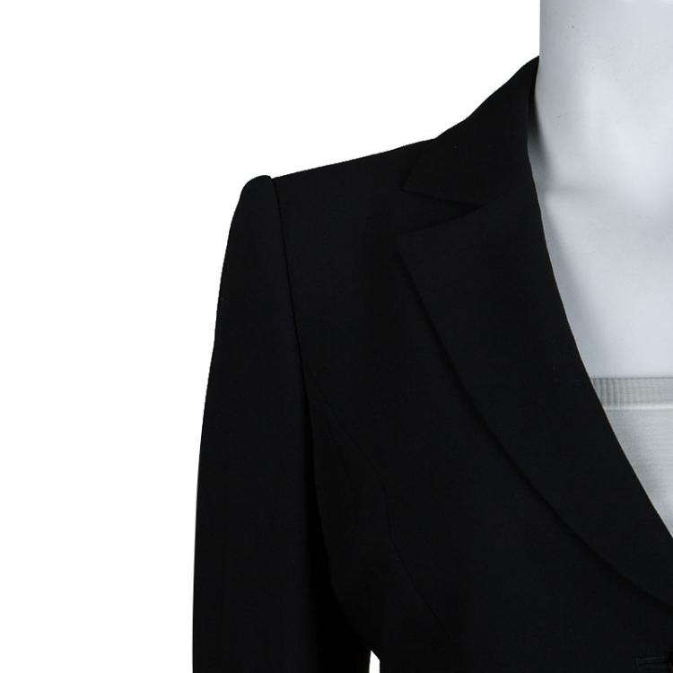 Pre Owned Armani Collezioni Black Wool Pant Suit M