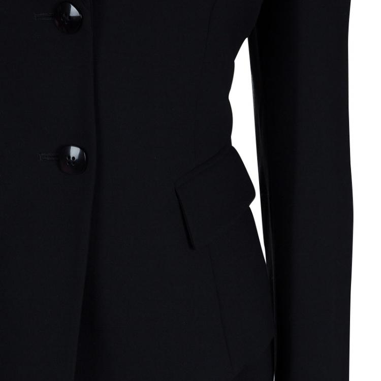 Pre Owned Armani Collezioni Black Wool Pant Suit M